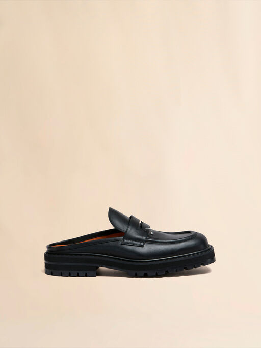 Black leather Piercing 2.0 chunky sabot loafer - Clogs