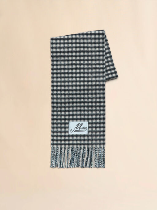 Double check wool and mohair black and white scarf - Scarves