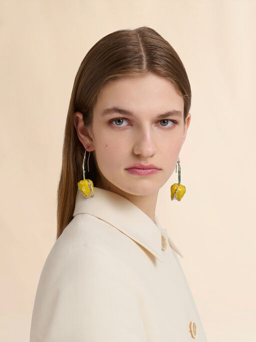 Yellow enamelled Tulip earrings - Earrings
