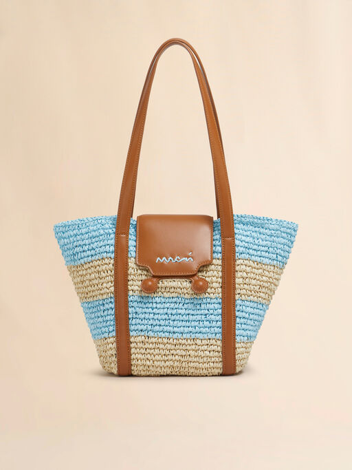 Small blue stripe raffia-effect Trunkaroo beach bag - Shopping Bags