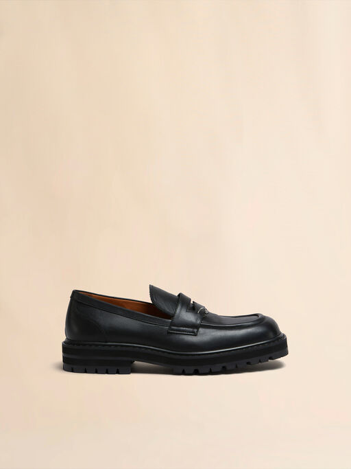 Black leather Piercing 2.0 chunky loafer - Lace-ups