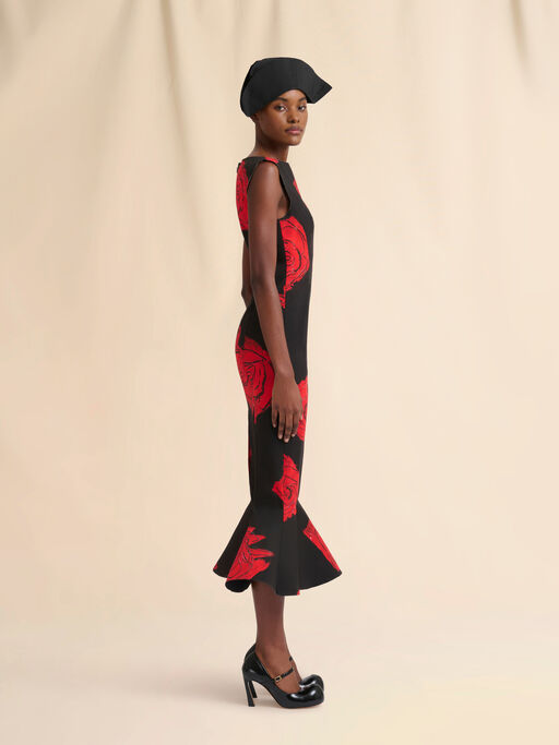 Black poplin dress with Juno print - Dresses