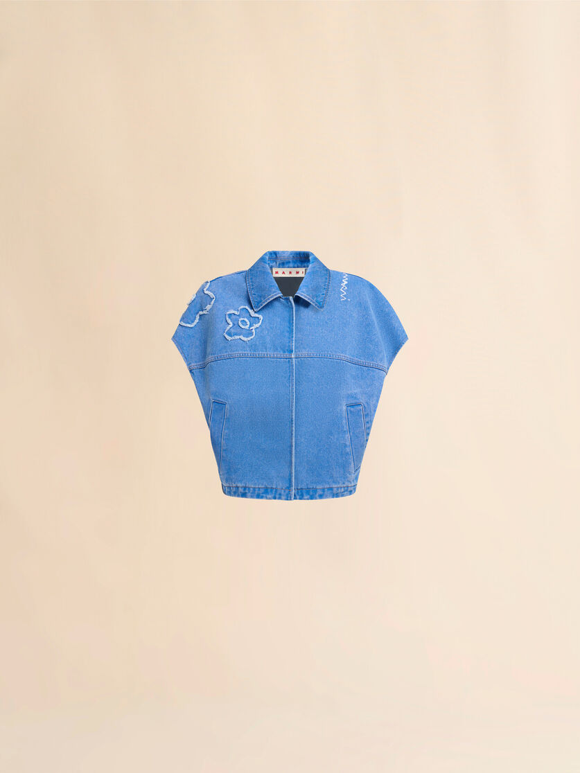 패치 디테일 라이트 블루 데님 베스트 - Jackets - Image 1